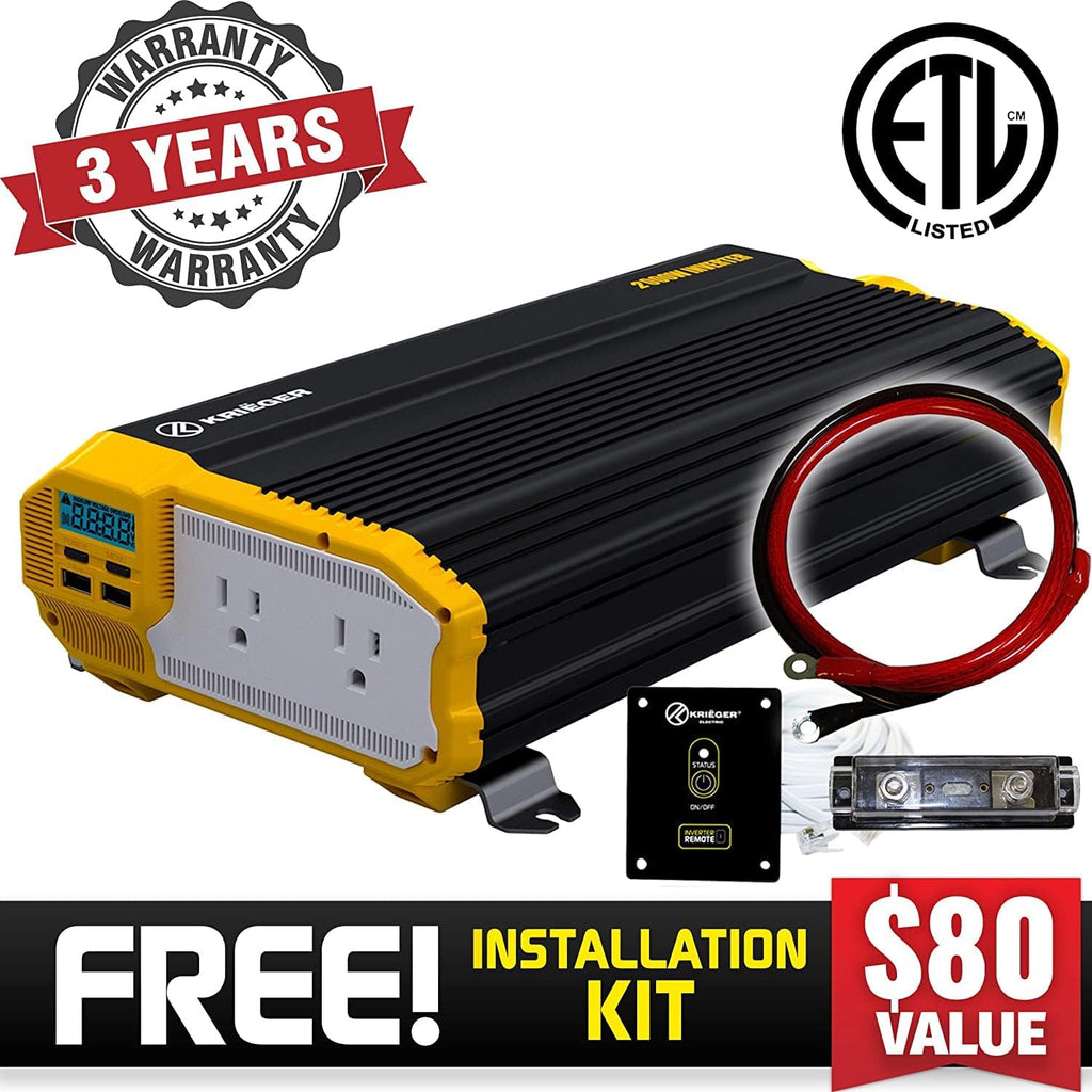 2000 Watts 12V to 110V Modified Sine Wave Power Inverter J30033