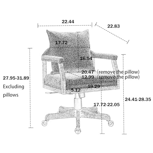 Light Blue Boucle Fabric Ergonomic Office Chair with Wheels and Wood Legs F81870