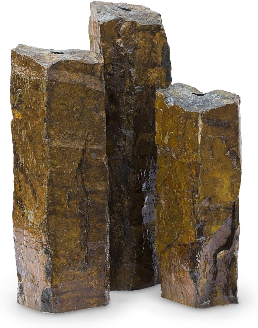 Set of 3 Basalt Stone Fountain Columns T3965
