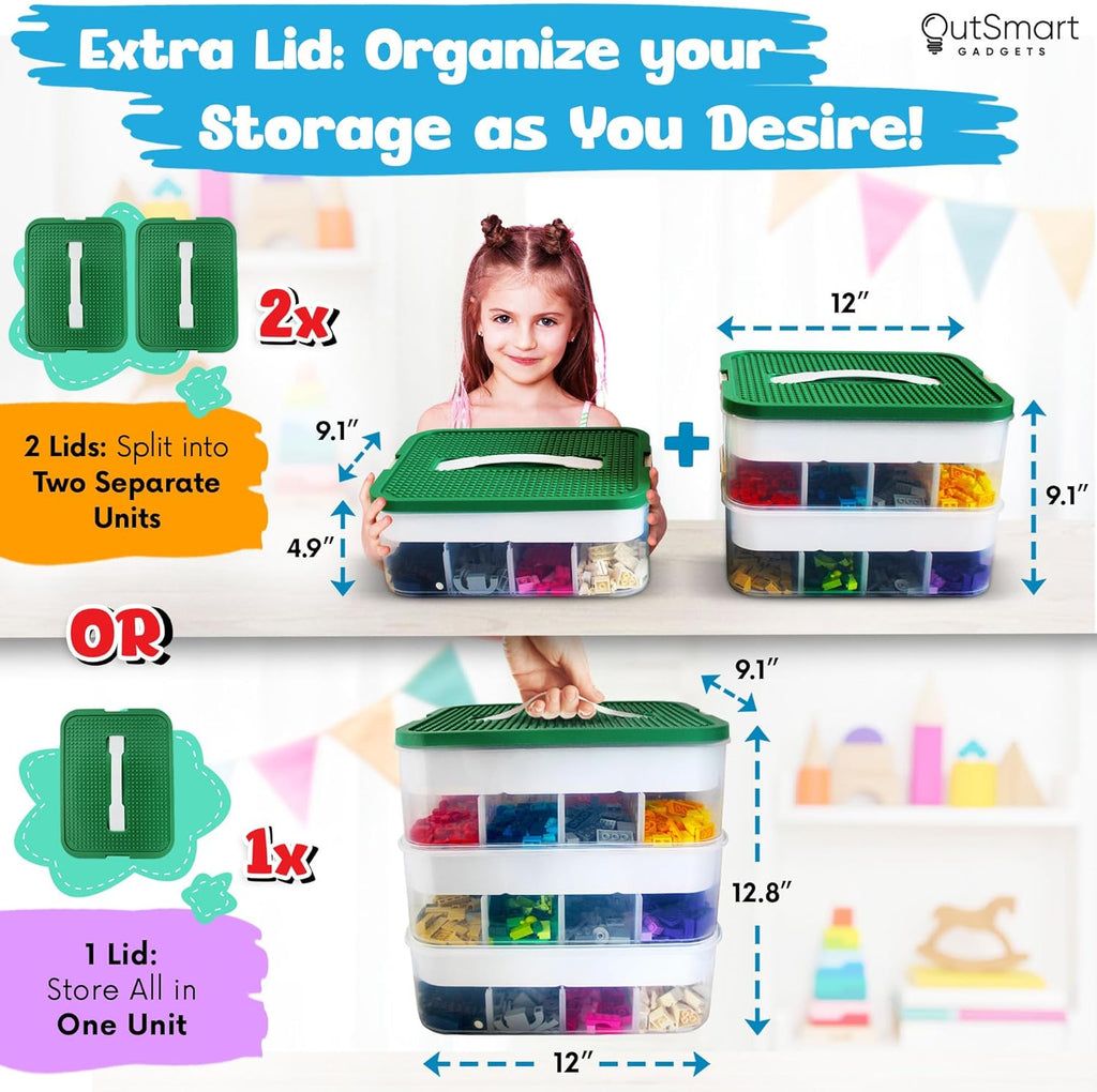 3 Layers Plastic Stackable Toy Storage Organizer Bin with Adjustable Compartments X6840