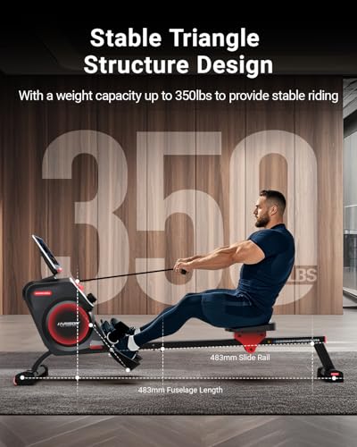 Magnetic Rowing Machine with Bluetooth, 350 LB Weight Capacity C880