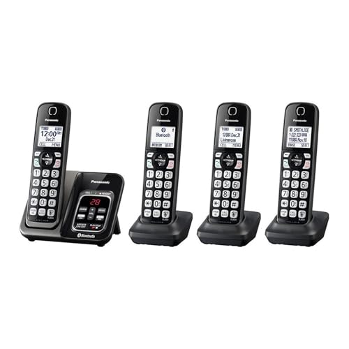 Metallic Black Cordless Phone System with 3 Handsets I965965