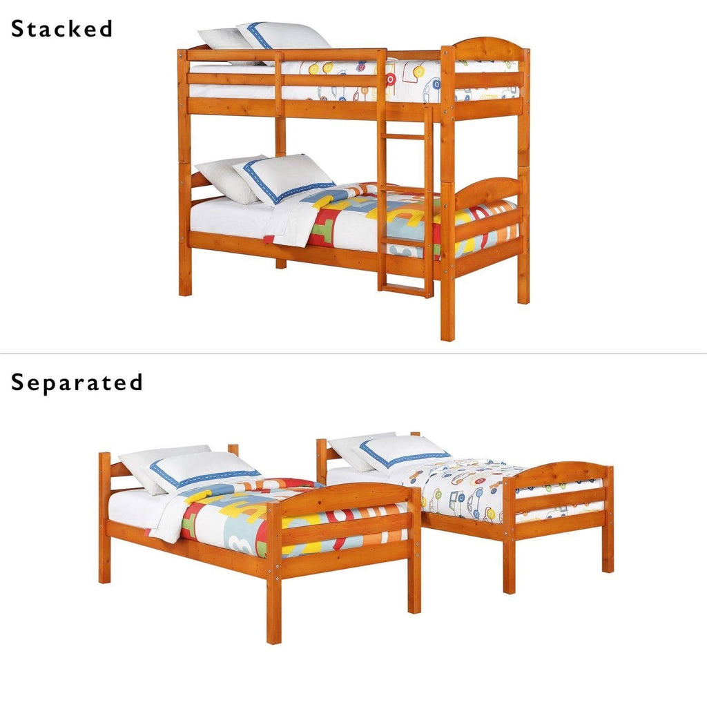 Pine Wood Twin-over-Twin Bunk Bed E9584