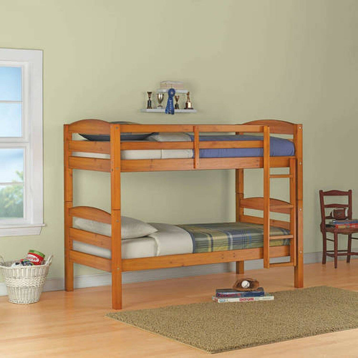 Pine Wood Twin-over-Twin Bunk Bed E9584