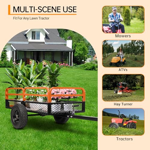 Heavy Duty Steel Utility Dump Cart 1600 Lb Capacity 15 Cubic Feet with Removable Sides Tilt Bed Q39077