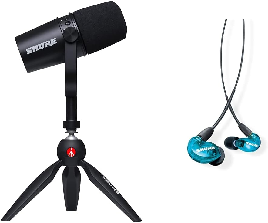Black Dynamic Microphone and Professional In-Ear Headphones D732