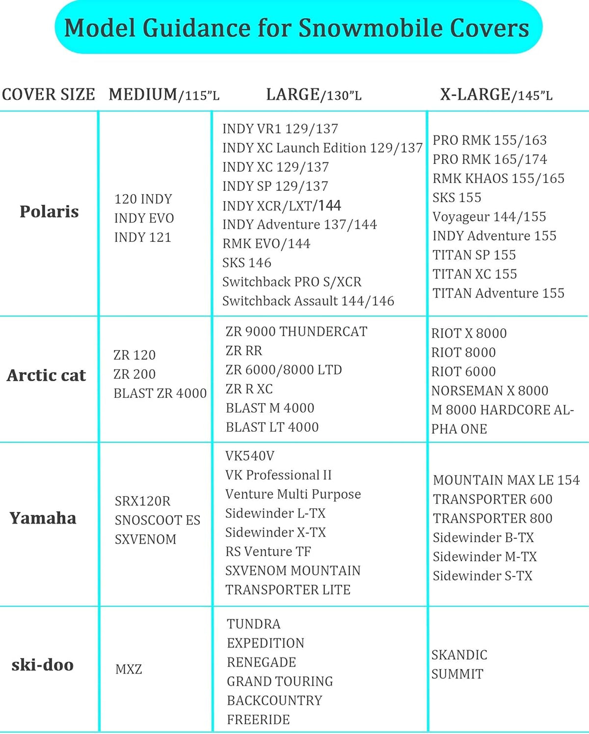 Waterproof X-Large Snowmobile Cover R1044
