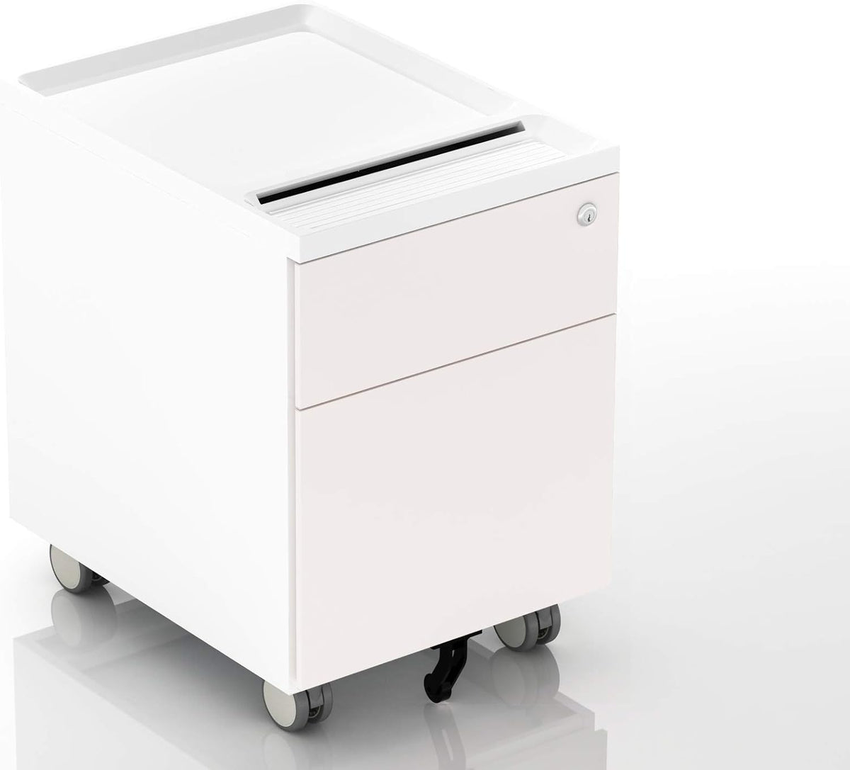 2-Drawer Mobile Filing Cabinet with Lock and Casters T819