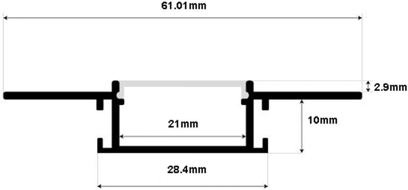 5-Pack 2 Meter Recessed LED Aluminum Channel with Diffuser and End Caps L2067