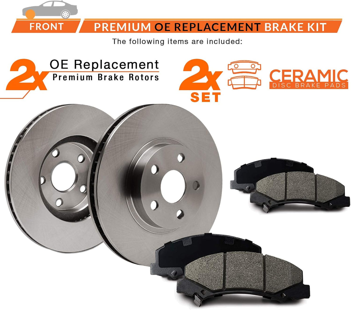 Max Brakes Premium OE Rotors with Carbon Ceramic Pads D607261