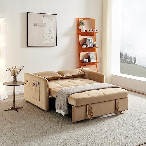 Velvet 3 in 1 Pull-Out Sleeper Sofa Chair B51496