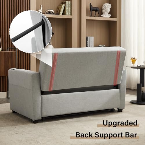 White 3-in-1 Convertible Loveseat Sleeper Bed with Pillow Y31080