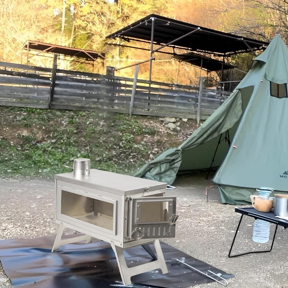 Stainless Steel Folding Wood Stove with Folding Pipe L860260