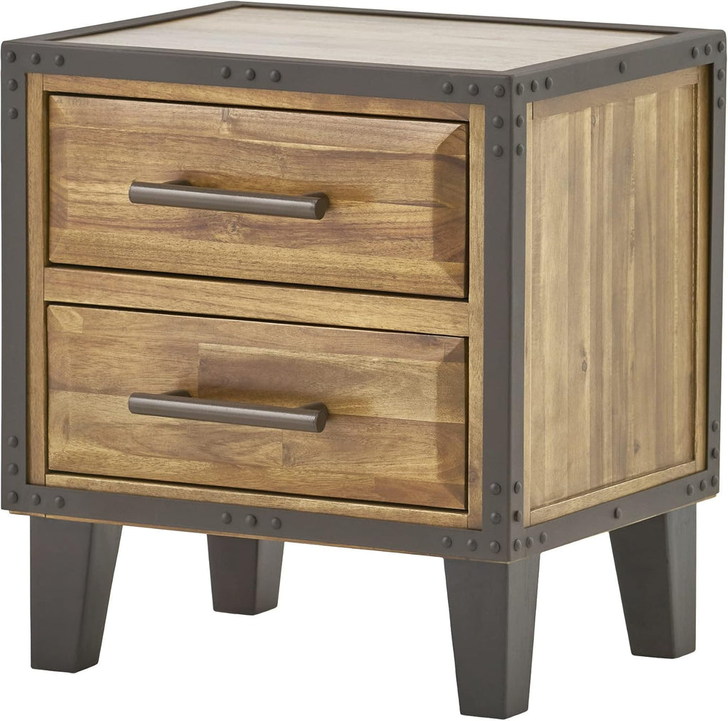 Acacia Wood Two Drawer Night Stand C80543