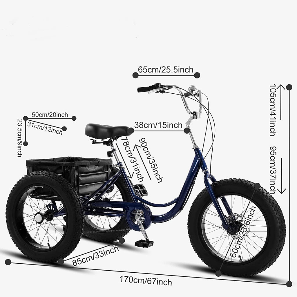 7 Speed 20" 3 Wheel Adult Tricycle with Basket I41144