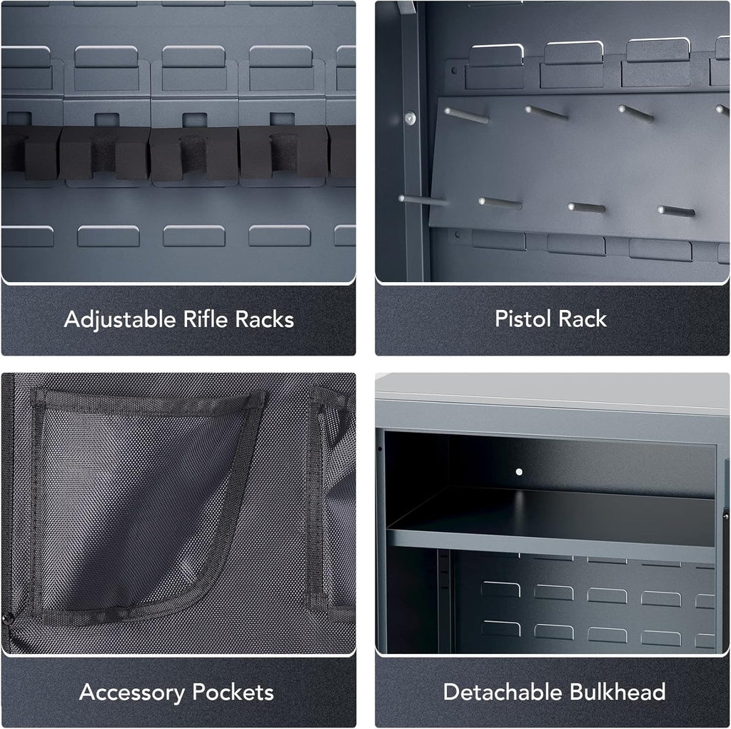 Large Gun Safe with Biometric Fingerprint Keypad Locks, 56*20*15 In S92566