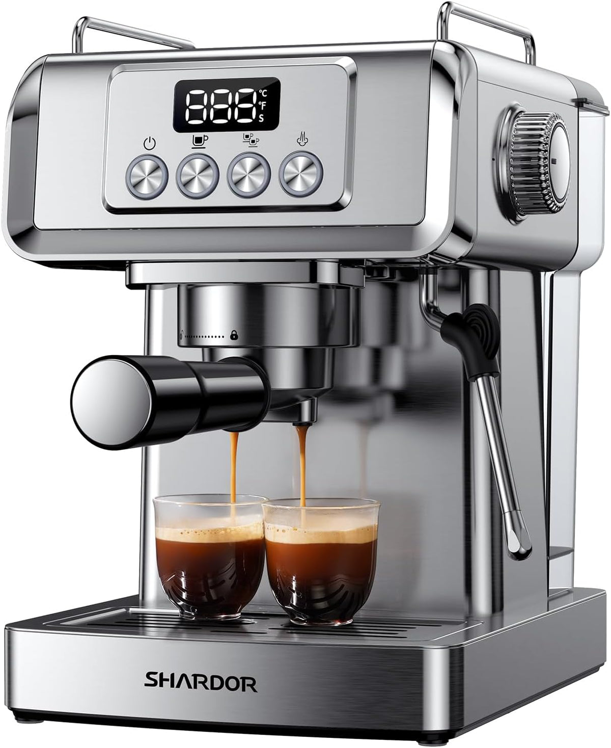 Stainless Steel Espresso Machine 20 Bar with Milk Frother Steam Wand 60 Oz Water Tank 1350W C305