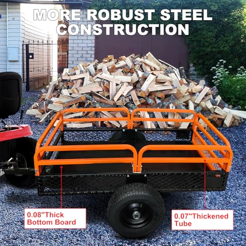 Heavy Duty Steel Utility Dump Cart 1600 Lb Capacity 15 Cubic Feet with Removable Sides Tilt Bed Q39077