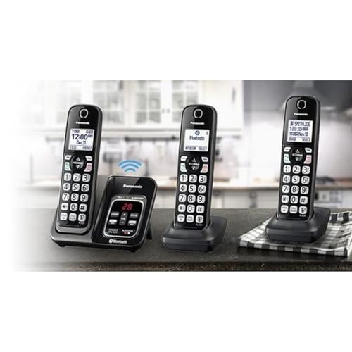 Metallic Black Cordless Phone System with 3 Handsets I965965