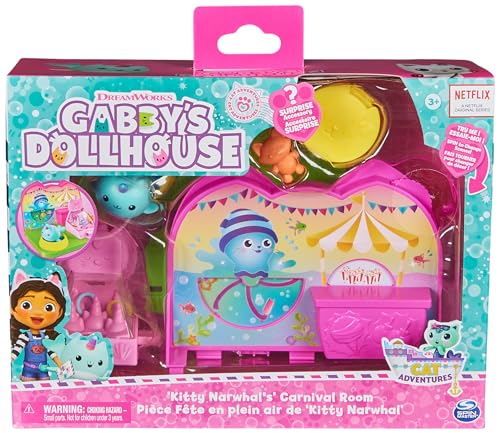 Kitty Narwhal’s Carnival Room with Toy Figure, Surprise Toys and Dollhouse Furniture W878698