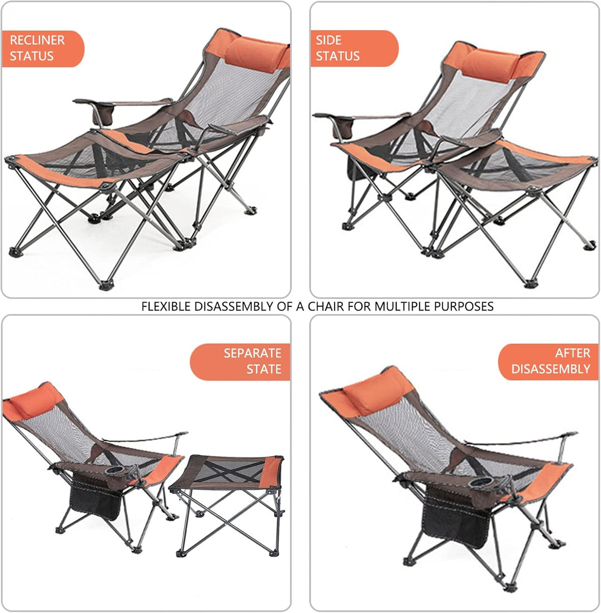 Folding Reclining Camping Chair with Footrest Z91899