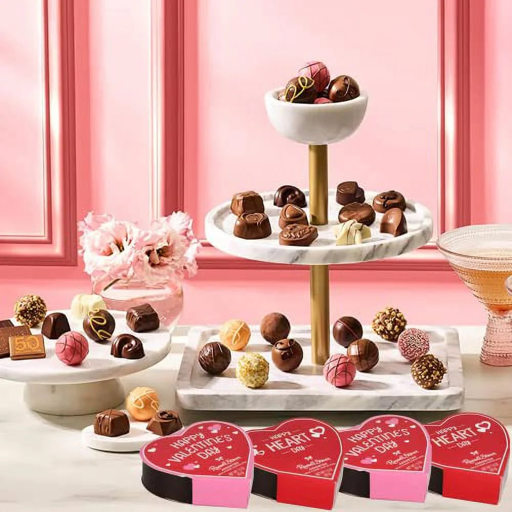 Set Of 4 Heart Shaped Chocolate Gift Boxes With Milk And Dark Chocolates C1487