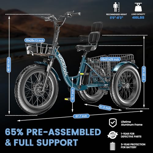 Electric Tricycle, 20" x 4" Fat Tire, 48V 500W, 7 Speed, Aluminum Frame P14047