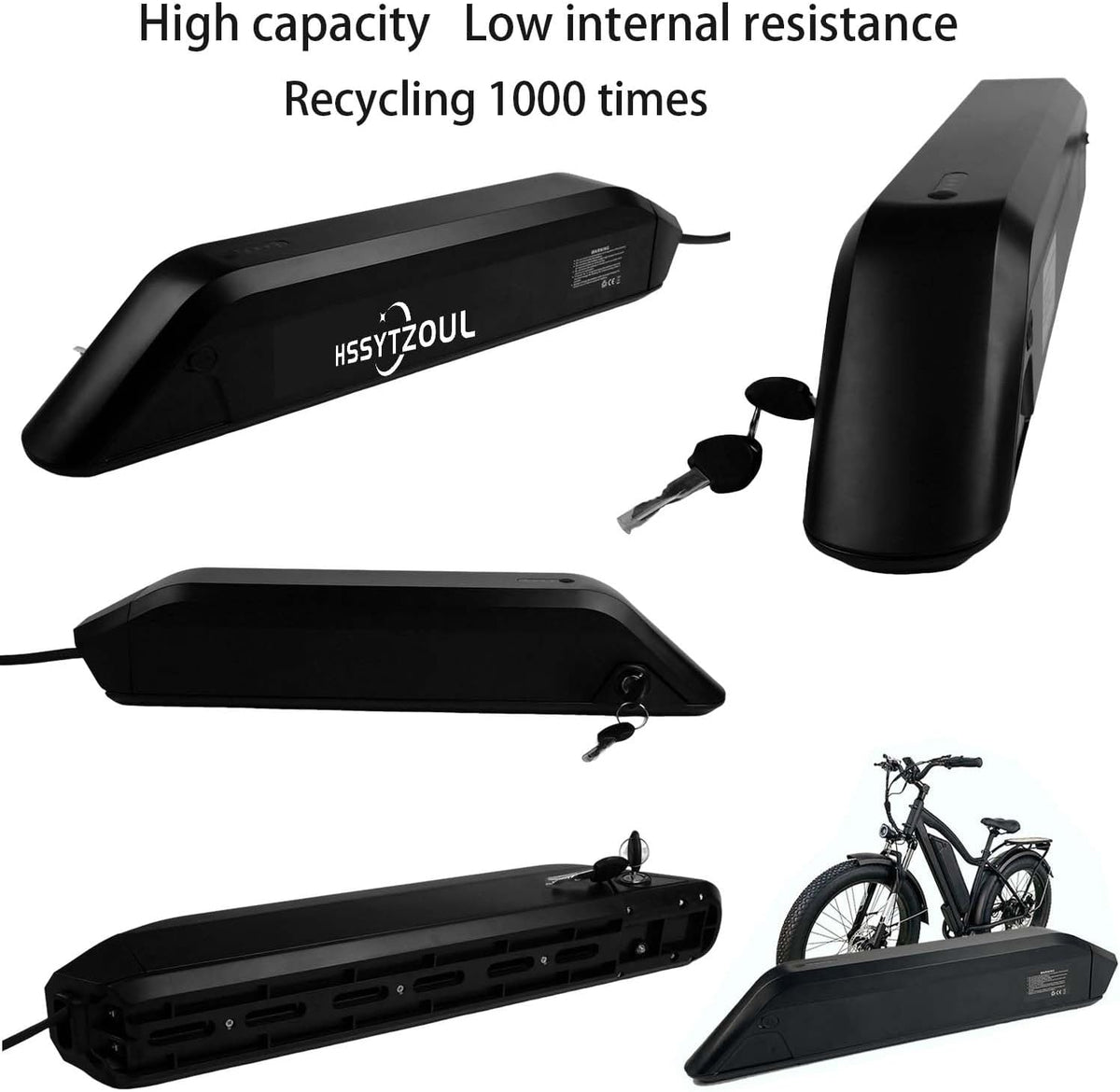 36V 48V 52V 10AH 13AH 15AH 18AH Removable Lithium Bicycle Battery with BMS and Charger I472