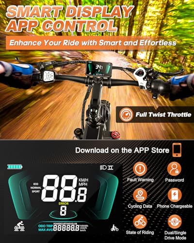 26" Fat Tire 48V 44Ah Battery Full Suspension Electric Mountain Bike N535