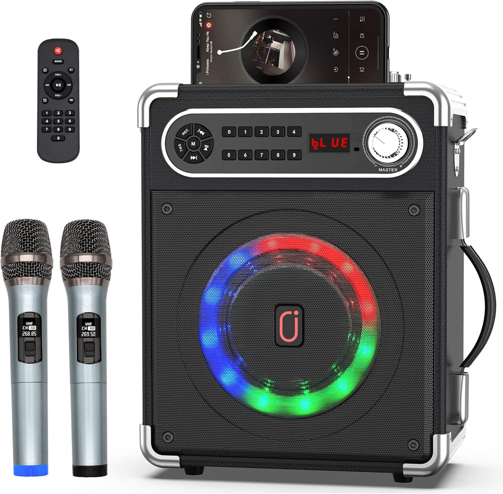 Portable Bluetooth Karaoke Machine with Two Wireless Microphones H686852