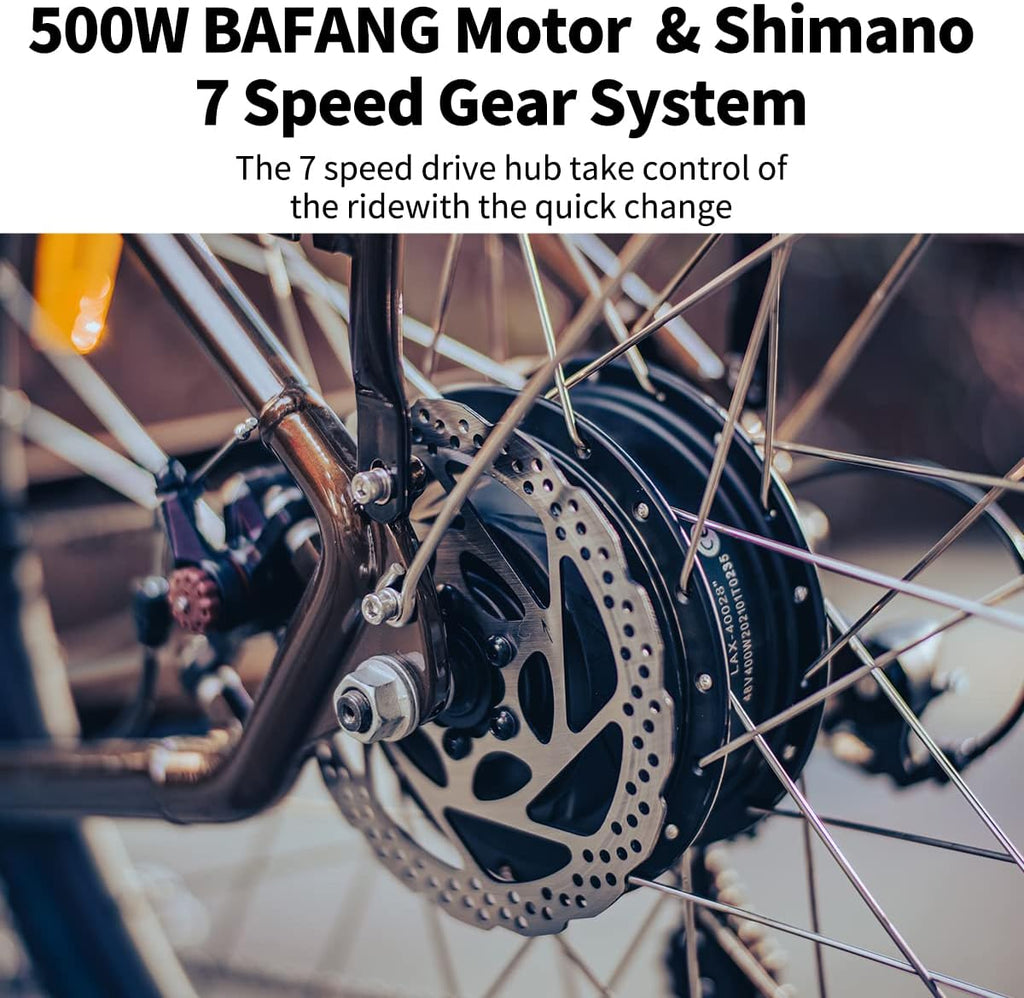 500W 28" Electric Bike with 48V 12.8AH Lithium Battery and Shimano 7 Speed Y764140