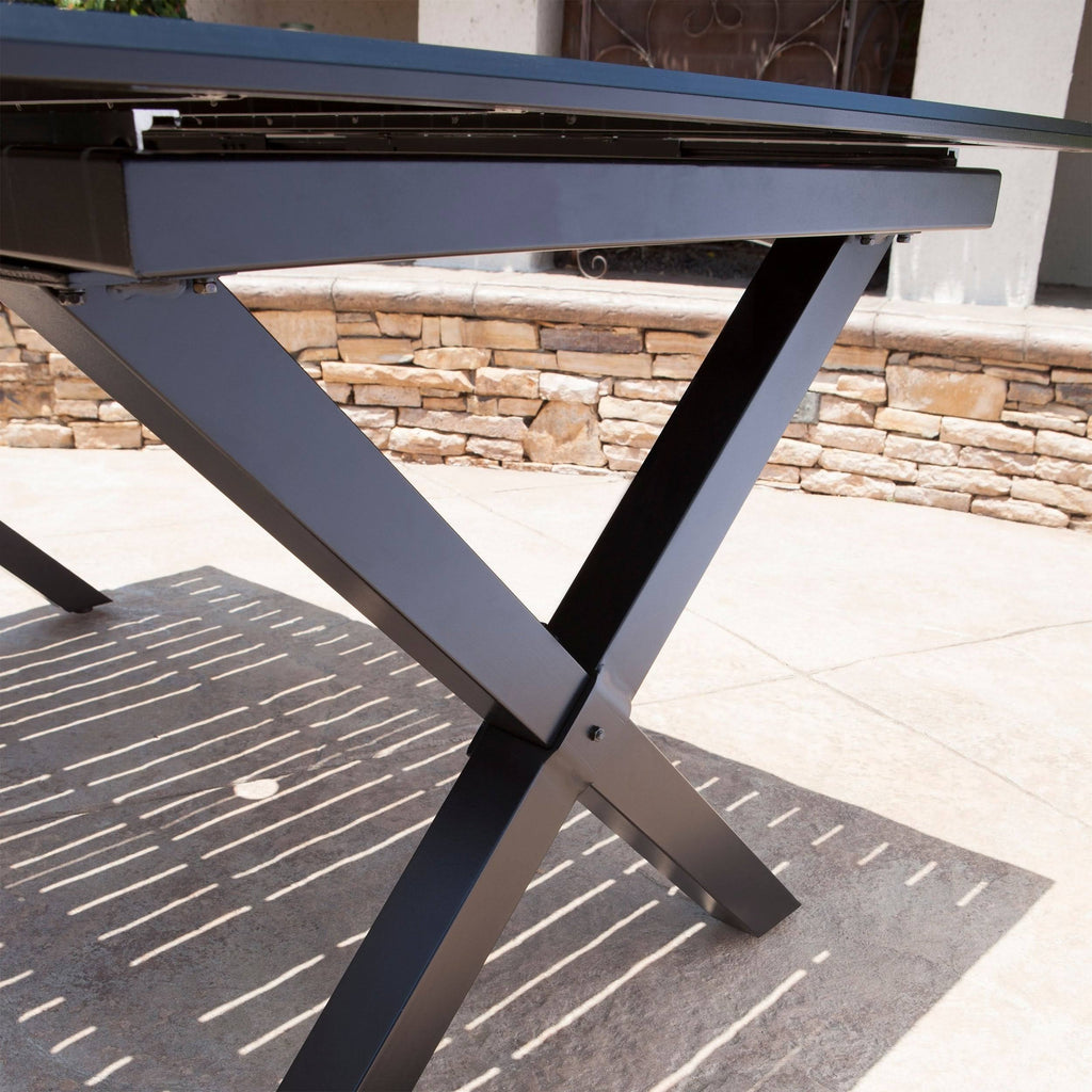 Black Cast Aluminum Rectangular Dining Table X58467