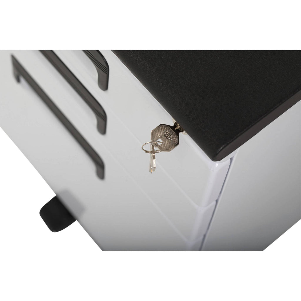 White/Black 3 Drawer Metal Rolling File Cabinet with Locking Drawers X154866