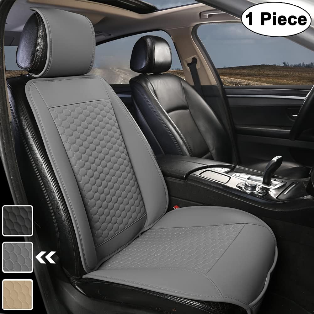 Black Car Seat Covers, 1 Pair Universal Sideless Seat Protectors with Lumbar Support and Headrest Cover, Pack of 2 L34086