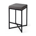 Gray Fabric Counter Stool with Black Iron Frame N25598