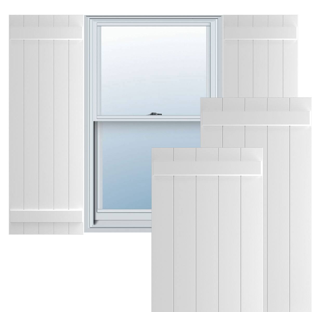 White Composite Board-n-Batten Shutters, Per Pair U1342
