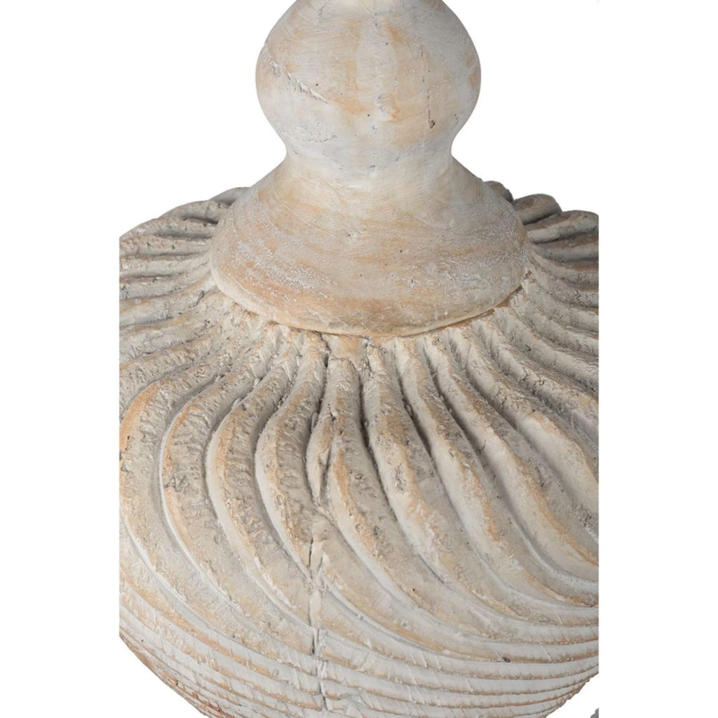 21" Beige Distressed Geometric Lidded Vase K671590