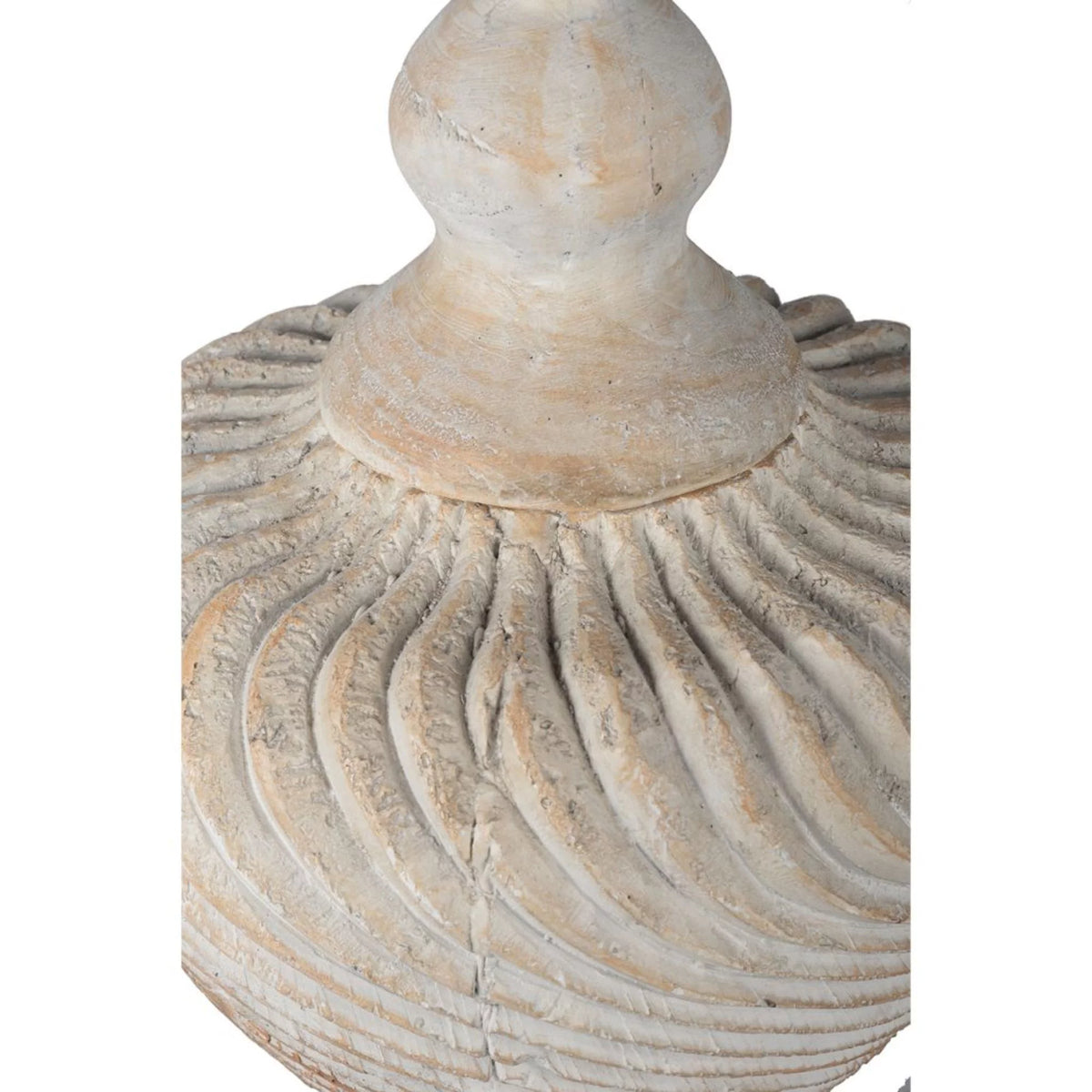 21" Beige Distressed Geometric Lidded Vase K671590