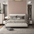 Light Gray and White and Brown Wooden Bed M9204