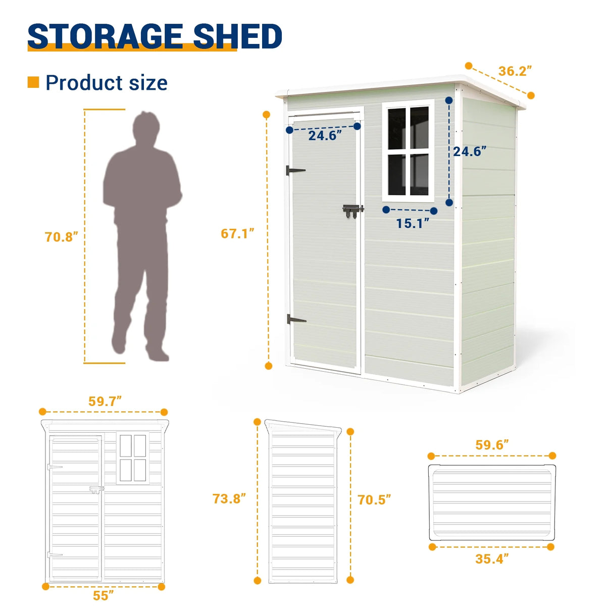 5x3 FT Resin Outdoor Storage Shed N1420
