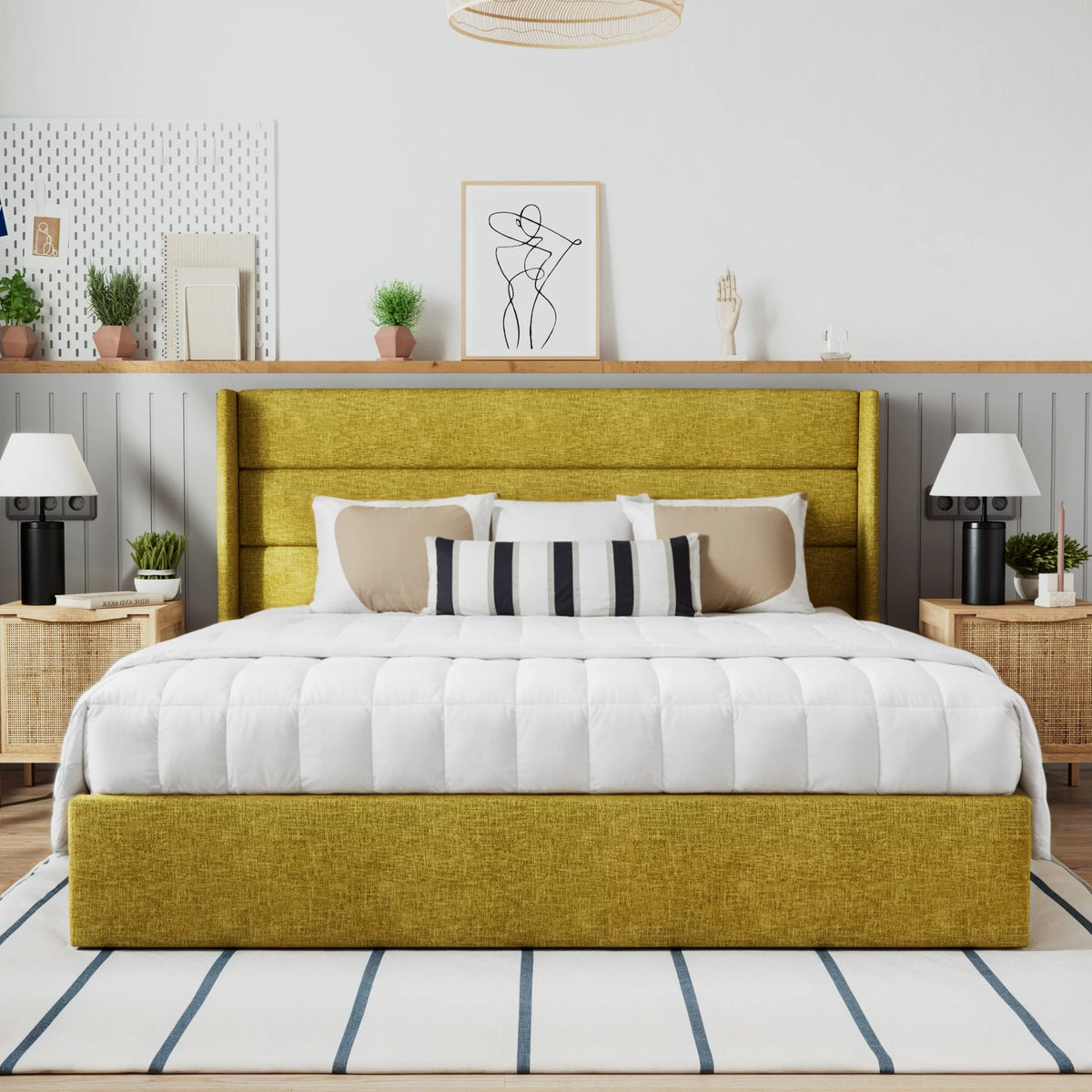 Grey King Size Lift Up Platform Bed Frame with Storage O735