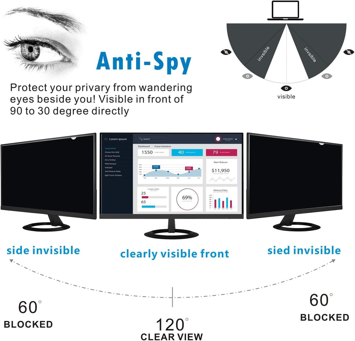 18.5-inch Widescreen Privacy Screen Filter, Pack of 2 U189