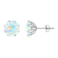 Floral Stud Earrings with Diamond, 925 Sterling Silver K346