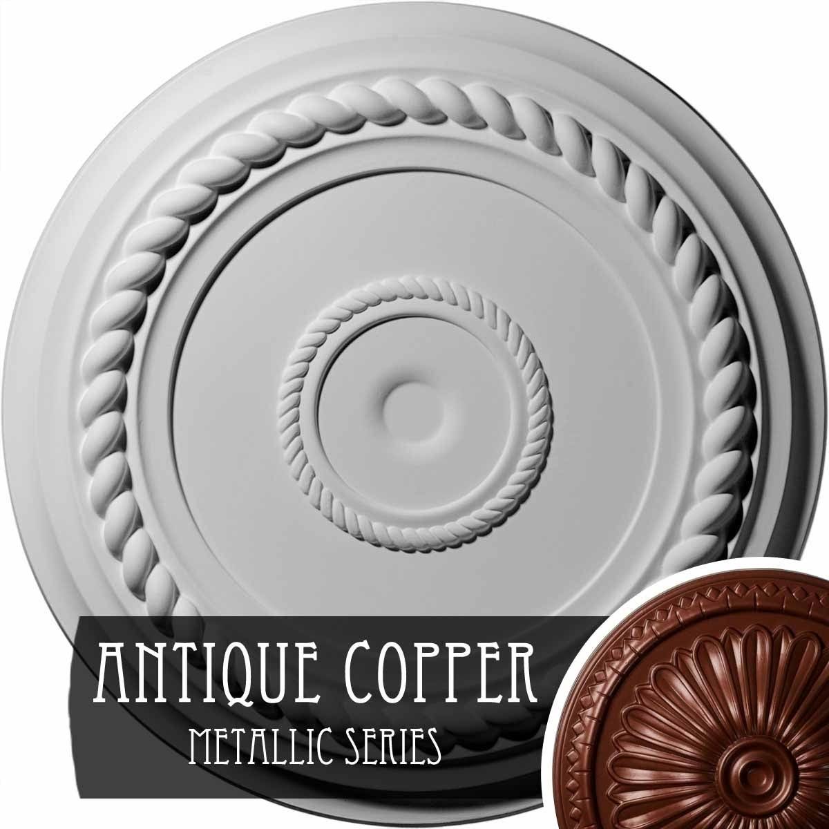 19 5/8x22OD x 1 1/2x22P Rope Ceiling Medallion, Hand-Painted Rust X503789