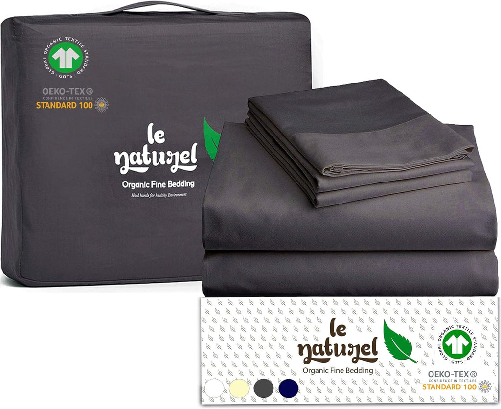 Organic White Cotton Sateen Sheets California King Deep Pocket 300 Thread Count Pack of 2 I1241