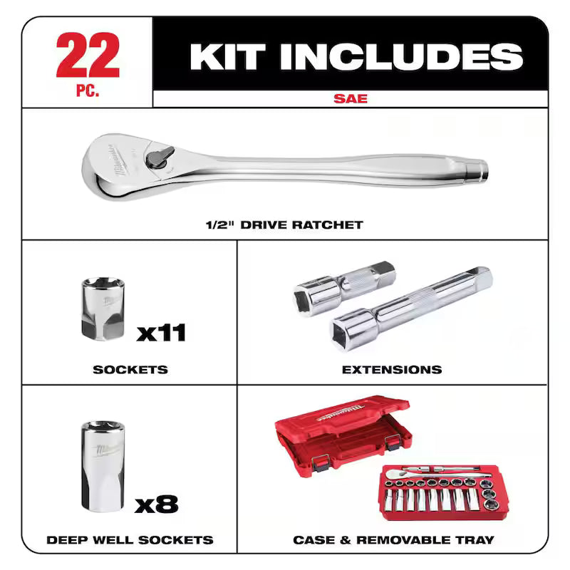 1/2 in. Drive SAE/Metric Ratchet and Socket Tool Set 50-Piece I615926