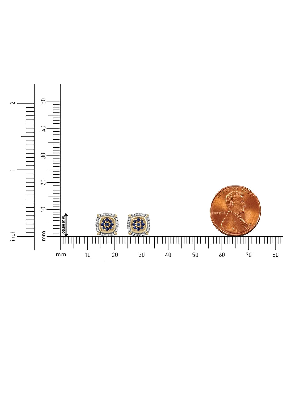 10k Yellow Gold Blue Sapphire Diamond Cluster Halo Stud Earrings C95160