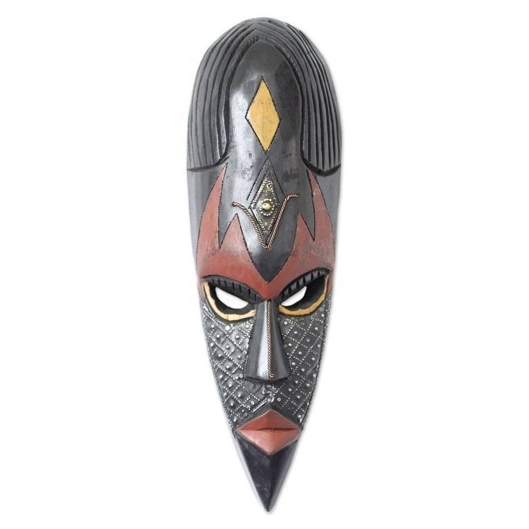 Brown Zebu Rubber Wood Mask B10139