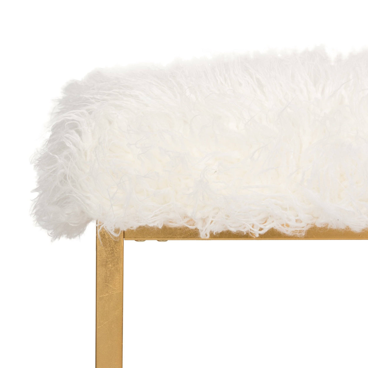 White Faux Sheepkin Square Ottoman R19893