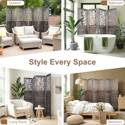 8 Panel Wood Peg Board Room Divider N613082